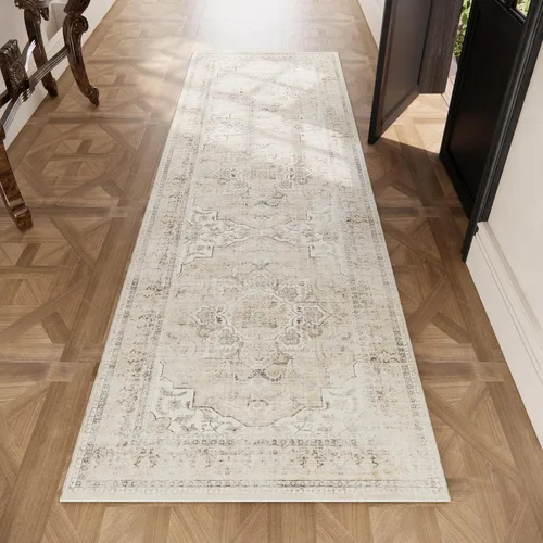 Miniatura 5 de Alfombra de pasillo lavable a máquina para pasillo: alfombras de cocina de 2 pies 6 pulgadas x 8 pies con respaldo de goma, antideslizante, Beige