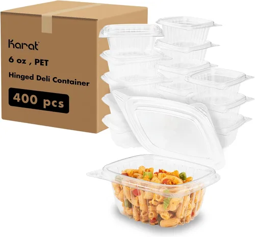 Miniatura 8 de Karat Recipientes Deli Transparentes de Concha de Almeja de PET de 4 onzas - Resistentes a Fugas, Sellado Fácil para Frescura, Ideales