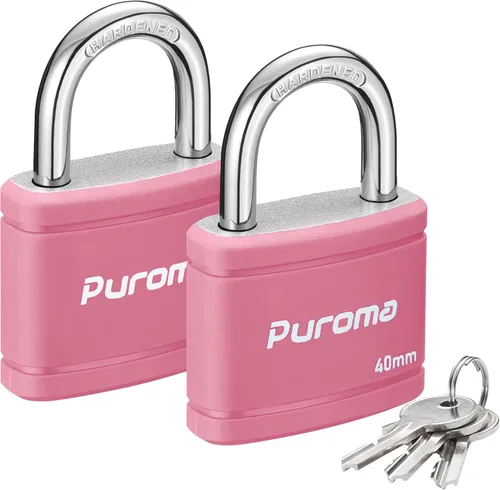 Miniatura 12 de Puroma Candado con llave con 2 llaves iguales, cerradura de casillero de 7/8 pulgadas, cerraduras de alta resistencia para puerta, cerrojo, caja
