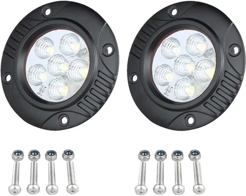 Lightronic Luces LED redondas de 3.5 pulgadas para todo terreno, 6000 K blanco frío, haz de inundación ancho, luz de marcha atrás y respaldo para