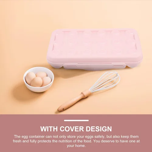 Miniatura 7 de Angoily Cartón de huevos, soporte apilable para huevos para refrigerador, almacenamiento de plástico1, bandejas de almacenamiento rosa de cocina