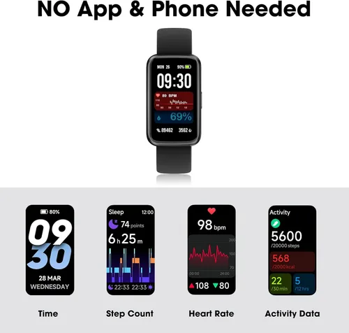 Miniatura 3 de Reloj podómetro de batería larga con vida útil de 14 días, diseño delgado sin necesidad de aplicación/teléfono, rastreador de fitness, reloj