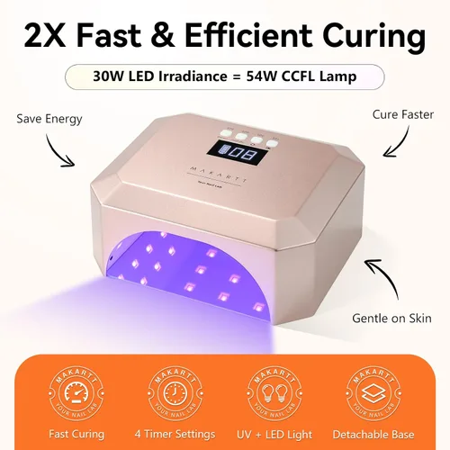 Miniatura 2 de Makartt Lámpara de uñas LED UV para uñas de gel – Luz de uñas recargable Aurora de 30W con 39 LEDs, gran espacio, batería de 2600mAh, 4