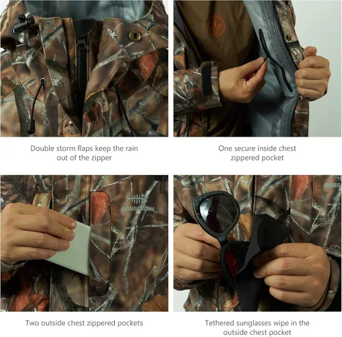 Miniatura 11 de BASSDASH Walker - Chaquetas transpirables e impermeables para pesca y caza con tela exterior silenciosa para hombres y mujeres en 7 tamaños