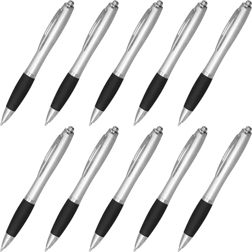 DISCOUNT PROMOS - Bolígrafos personalizados con agarre de goma y tinta negra, paquete de 10 unidades, diseño ergonómico, ideal para oficina y