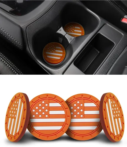Miniatura 13 de 4 paquetes de posavasos para coche, portavasos universales con bandera americana de silicona antideslizante, accesorios para el interior del coche