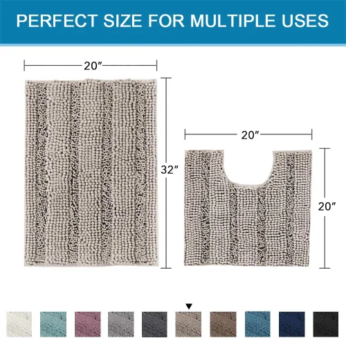 Miniatura 2 de H.VERSAILTEX - Alfombras de baño, juego de 2 piezas, alfombra de contorno para baño, juego de alfombras para inodoro, alfombra antideslizante