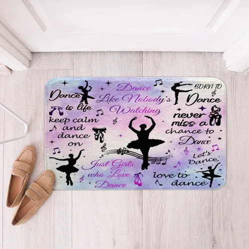 Miniatura 14 de Alfombras de baño de bailarina para niños, diseño de estrellas y corazones con notas musicales, decoración de habitación de niñas y mujeres