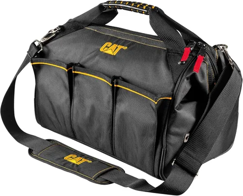 Miniatura 10 de Bolsa para herramientas portátil CAT de 16 pulgadas con boca ancha, 14 bolsillos para almacenamiento y organización de herramientas, poliéster