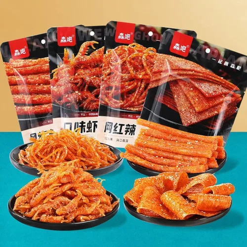 Miniatura 7 de Spicy Strip Latiao Snack Food - Chino especial clásico hecho a mano (4 piezas) Pequeño gluten picante Latiao Delicioso Snacking, sabor fragante