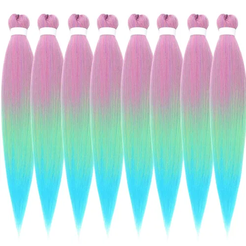Miniatura 140 de Cabello estirado de fibra Kanekalon para trenzar con cabello humano, color oro rosado, 30 pulgadas