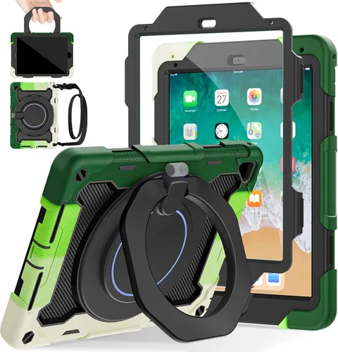 Miniatura 10 de ROISKIN Funda para iPad de 6ª y 5ª generación de 9.7 pulgadas, Pro 9.7, Air 2 con soporte giratorio 360 y correa de mano