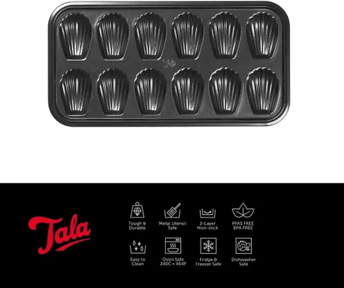 Miniatura 2 de Tala Performance, sartén Madeleine de 12 tazas, acero al carbono de calibre profesional con revestimiento antiadherente Whitford Eclipse, lata