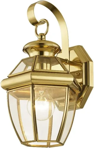 Miniatura 9 de Livex Lighting 2051-01 Monterey 1 Lámpara de pared exterior con acabado de latón antiguo, acabado en latón macizo con vidrio biselado transparente