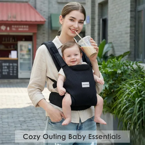 Miniatura 7 de MISSWISDOM Portabebés para bebé de recién nacido a niño pequeño, portabebés ajustable fácil para niños pequeños de 3 a 13.6 kg, portabebés Negro