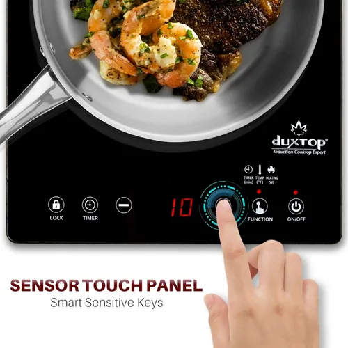 Miniatura 3 de Duxtop Quemador de inducción portátil, quemador de inducción de vidrio completo de alta gama con sensor táctil, quemador de encimera de 1800 W