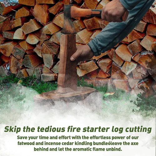 Miniatura 4 de Double Tree Forest Products - Combo de leña de cedro de madera de grasa e incienso: ideal para estufas de leña, chimeneas, fogatas, hogueras