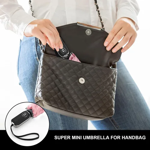 Miniatura 76 de LEAGERA Paraguas de viaje compacto para bolso, mango plano, impermeable para lluvia ligera