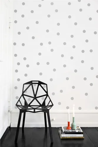 Miniatura 2 de Adhesivos decorativos de vinilo para pared, diseño de círculos de lunares, fácil de despegar y pegar, adhesivos decorativos extraíbles para Plata