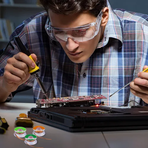 Miniatura 6 de Hotop 6 mechas de soldadura trenzadas de 5 pies con fundente, no limpias, trenzadas para reparación de componentes electrónicos, placa de circuito