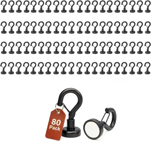 Miniatura 8 de Ant Mag Ganchos magnéticos negros resistentes con broche de presión de 22 libras, ganchos magnéticos fuertes, ideales para colgar en refrigerador