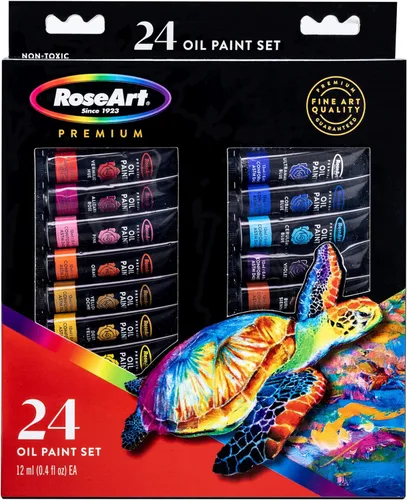 RoseArt Pintura al óleo de alta calidad, juego de 24 colores, pinturas al óleo pigmentadas de máxima resistencia para artistas casuales a