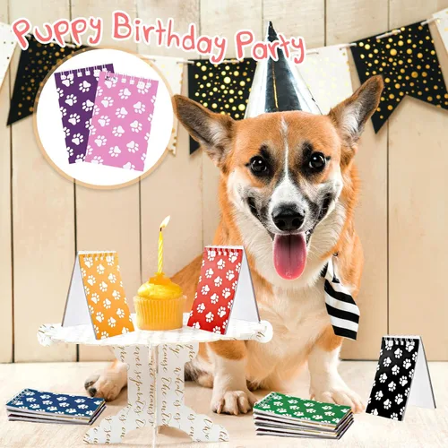 Miniatura 6 de Weecent 24 mini cuadernos con diseño de pata de perro, recuerdos de fiesta para niños, cachorros, bloc de notas de animales, cuadernos de bolsillo