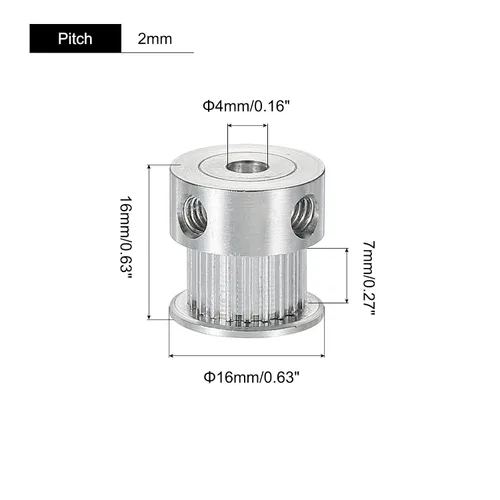 Miniatura 2 de MECCANIXITY Rueda síncrona de aluminio con 20 dientes de diámetro de 0.157 in con tornillo M4 para cinturón de impresora 3D, máquina CNC, paquete