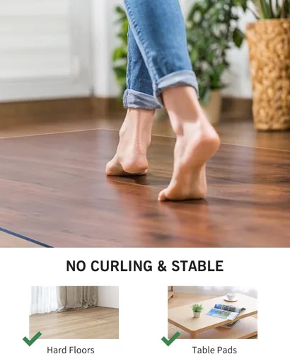 Miniatura 5 de Alfombra de área para suelos duros, alfombra de PVC transparente de 5 x 7 pies para el hogar, protector impermeable y duradero para comedor, cocina