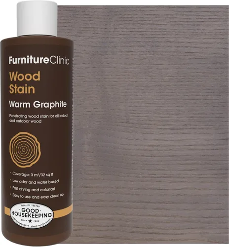 Furniture Clinic Tinte para madera | Grafito cálido | A base de agua | Secado rápido, bajo olor y no tóxico | para muebles de interior y exterior y