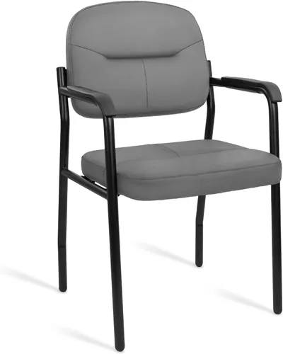 Miniatura 28 de CLATINA Sillas de recepción de espera sin ruedas, silla de invitados de cuero con brazos acolchados, modernas sillas de escritorio de oficina marrón
