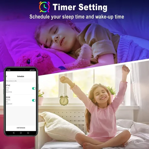 Miniatura 3 de Keepsmile Luces LED de 50 pies para dormitorio, control inteligente de aplicación Bluetooth, RGB que cambia de color, tira de luces LED con control