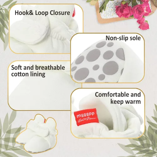 Miniatura 6 de HsdsBebe Unisex Newborn Baby Cotton Booties Non-Slip Sole for Toddler Boys Girls Infant Winter Warm Fleece Cozy Socks Shoes