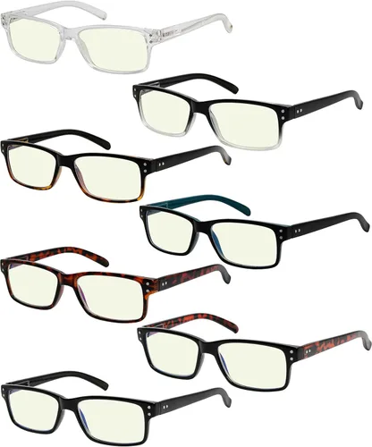 Eyekepper Paquete de 7 lentes de lectura con bloqueo de luz azul para hombres +1.50 Bloqueador de luz azul b40 – 7 pares