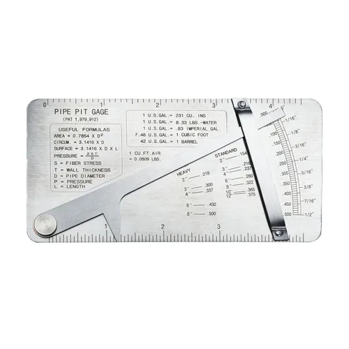 HFS (R) Prueba de calibrador de soldadura de pozo de tubería Inspección de soldador cubital 0 a 1/2" en incrementos de 1/64" y 0.020