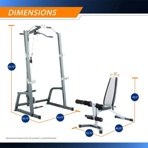 Miniatura 2 de Marcy Pro Deluxe Cage System with Weightlifting Bench All-in-One Home Gym Equipment PM-5108