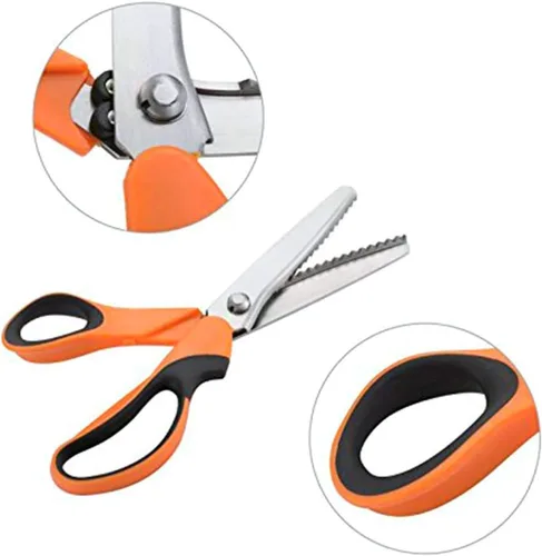 Miniatura 4 de BlueSnail Tijeras de acero inoxidable con agarre cómodo, mango profesional, para manualidades, costura, corte en zigzag, tijeras de coser