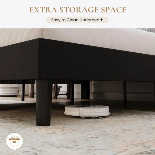 Miniatura 6 de SHA CERLIN Base de cama de plataforma de tamaño completo, cama tapizada de terciopelo con cabecera ajustable, diseño capitoné de canal vertical