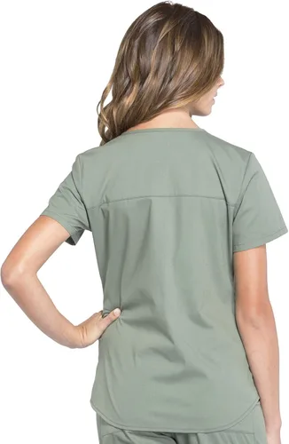 Miniatura 6 de Conjunto de ropa quirúrgica para mujer, WW665, camiseta con cuello en V y pantalón cargo recto WW170, tiro medio, pierna recta, color oliva