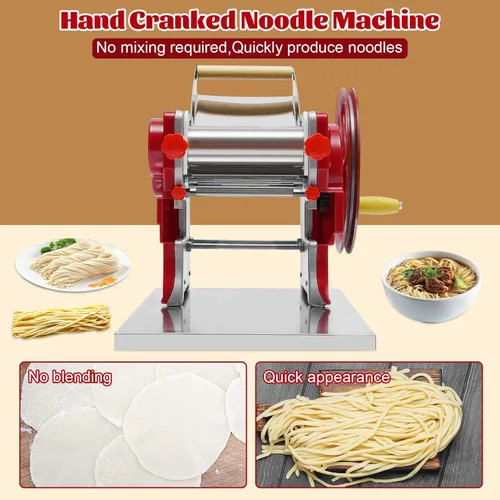 Miniatura 2 de Máquina para hacer pasta, máquina manual de fideos, rodillo de masa de pasta con cuchilla, fabricante de fideos de manivela para espaguetis
