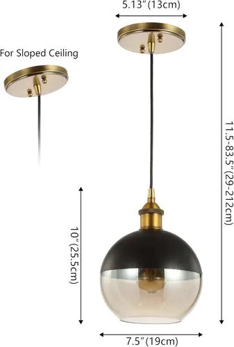 Miniatura 4 de JONATHAN Y JYL3513A-SET2 Nixon - Colgantes LED ajustables de 7.5" con 1 luz, diseño moderno de mediados de siglo, metal/vidrio, para dormitorio