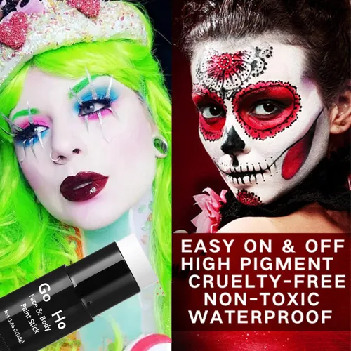 Miniatura 7 de Go Ho Barra de Pintura Facial Roja Mezclable en Crema (30 g), Maquillaje de Cuerpo Rojo de Cobertura Total para Adultos, Niños, Halloween, Cosplay