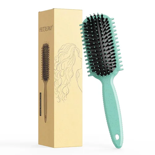 Miniatura 9 de Cepillo de pelo rizado, cepillo definidor de rizos, cepillo de pelo, flexible, mejora de rizos, reduce tirones (negro)