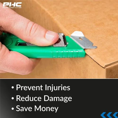 Miniatura 9 de Pacific Handy Cutter S4SR Cortador de seguridad autorretráctil con protector de metal fijo, divisor de cinta sin cuchillas, protector de acero