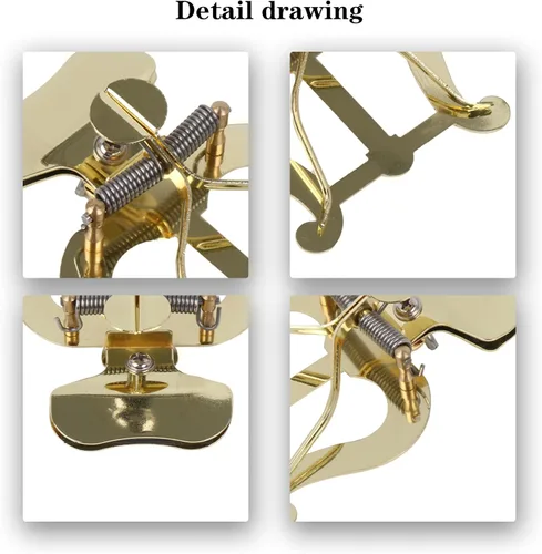 Miniatura 5 de Soporte de abrazadera de trombón dorado de reemplazo de lira con kit de bolsa de almacenamiento