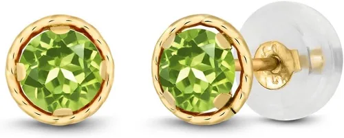 Miniatura 5 de Gem Stone King Aretes redondos de oro amarillo de 14 quilates con piedra natal Redondos de 0.157 in Aretes de oro para mujeres y hombres