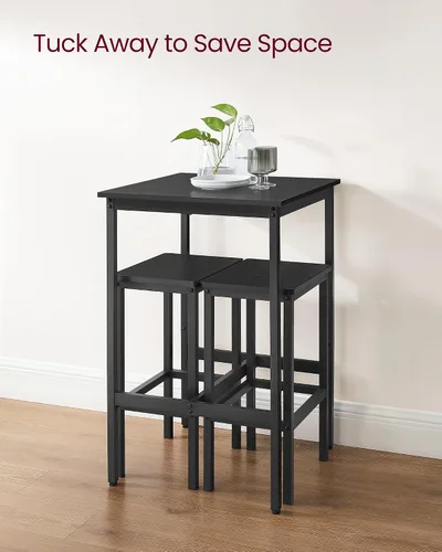 Miniatura 5 de VASAGLE - Juego de mesa de bar y sillas, mesa cuadrada con 2 taburetes, juego de pub para comedor para 2, ahorro de espacio para cocina, desayuno
