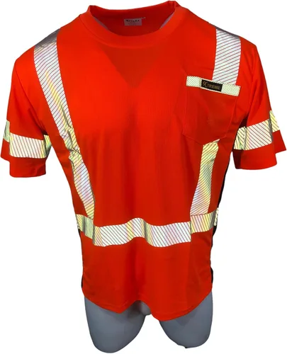 Miniatura 7 de Xtreme Hi Vis ANSI Clase 2 DOT, camiseta reflectante de seguridad amarilla o naranja con manga corta negra Road T04