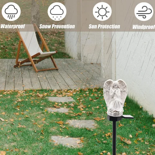 Miniatura 5 de WAYDA Luz solar de ángulo al aire libre para cementerio, lámpara de ángel impermeable LED, luces solares de ángel para jardín, balcón, patio