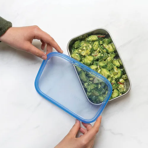 Miniatura 7 de U Konserve Contenedor rectangular de acero inoxidable para almacenamiento de alimentos, tapa de silicona a prueba de fugas, apto para lavavajillas